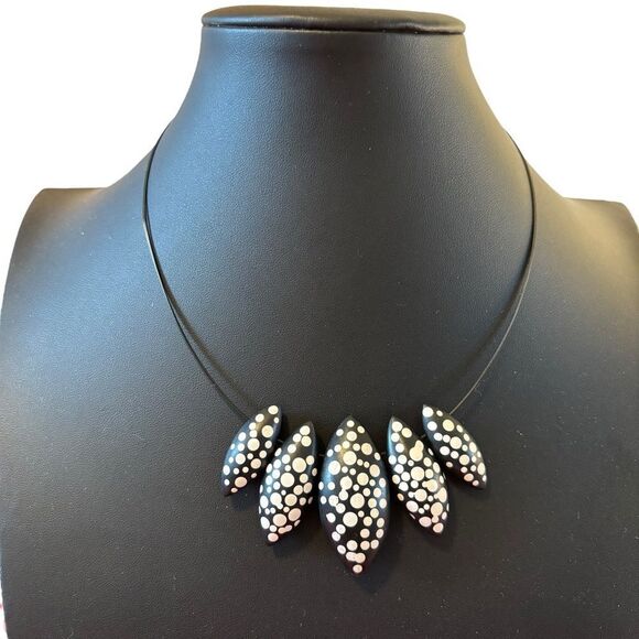 Culture Mix Chic Black and White Statement Necklace. - Picture 1 of 7